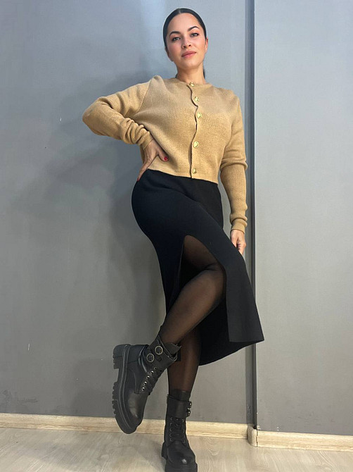 Спідниця жіноча My fashion 891 в'язка тепла розріз французька довжина one size чорна, чорний, one size Київ - фото 18