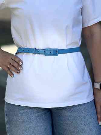 Ремінець лакований вузький "Milano" Блакитний Київ