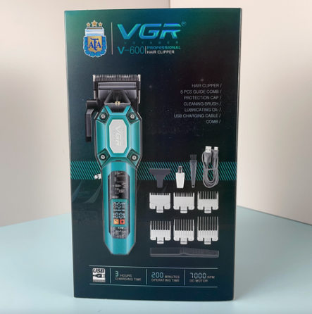 Професійна машинка для стрижки VGR V-600 Green: роторний тример з DLC-лезами, 6 насадок, 2000 мА·год та ЖК-дисплей Одеса