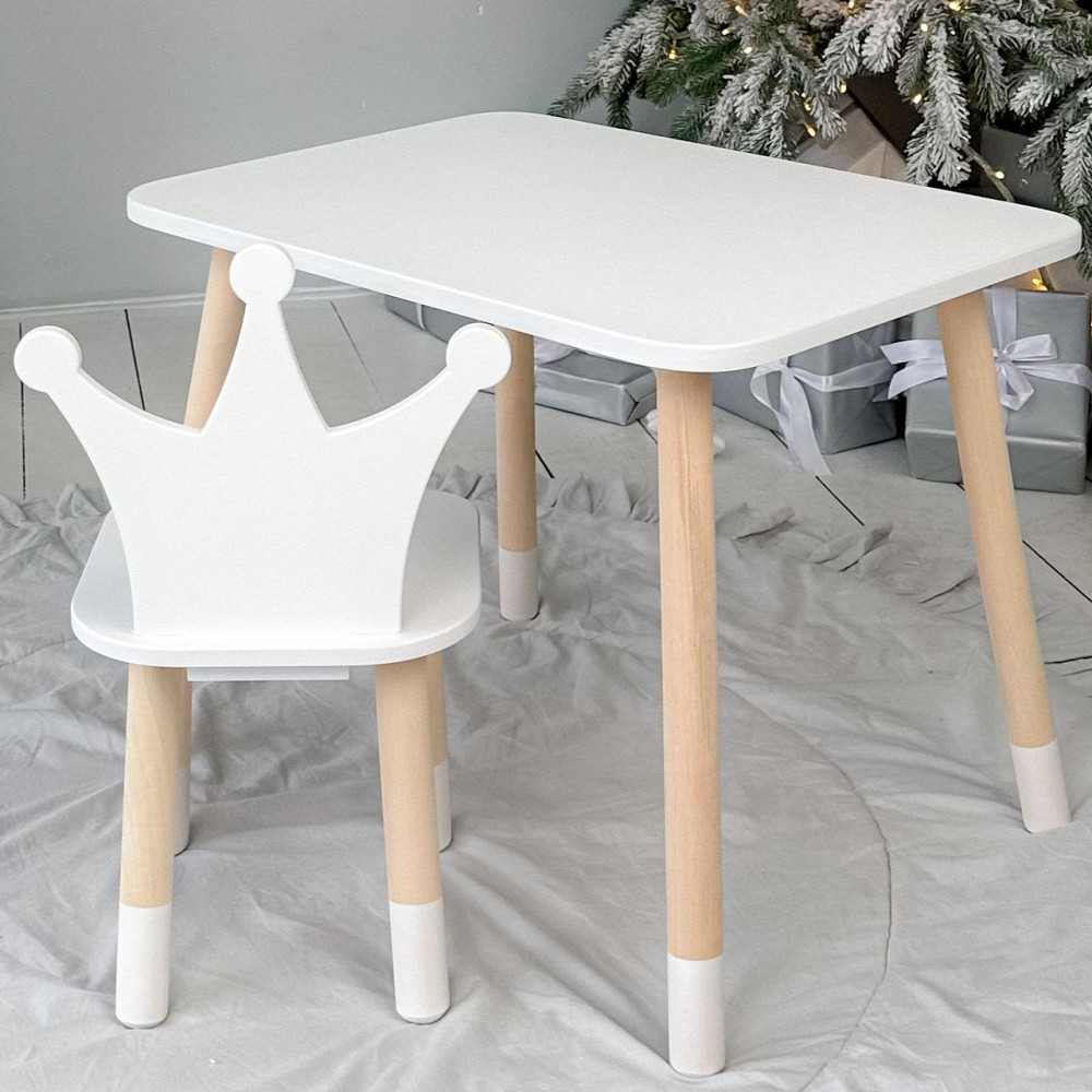 Прямокутний стіл і стільчик дитячий біла корона. Столик для уроків, ігор, їжі Київ - фото 10