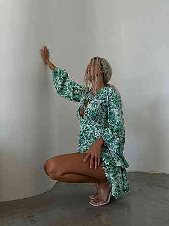 Жіноче стильне повсякденне літнє плаття софт принт Зелений, 42/44 Одеса