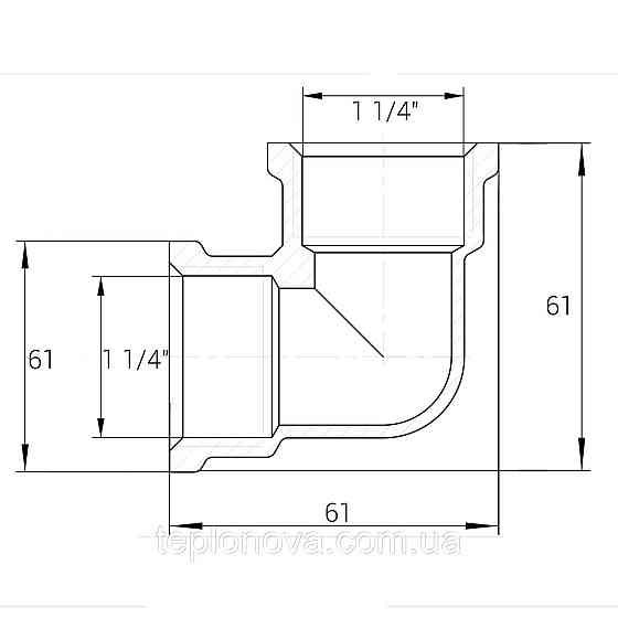 Угольник никелированный 1 1/4″ВР х 1 1/4″ВР литейный А0134А(нк) VA Черновцы