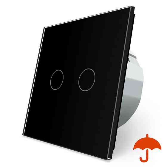 Сенсорний вуличний вимикач Вологозахищений 2 сенсори Livolo чорний скло (VL-C702-IP-12) Коломия