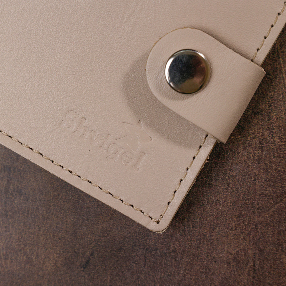 Кожаное стильное портмоне Shvigel 16447 Бежевый Киев - изображение 8