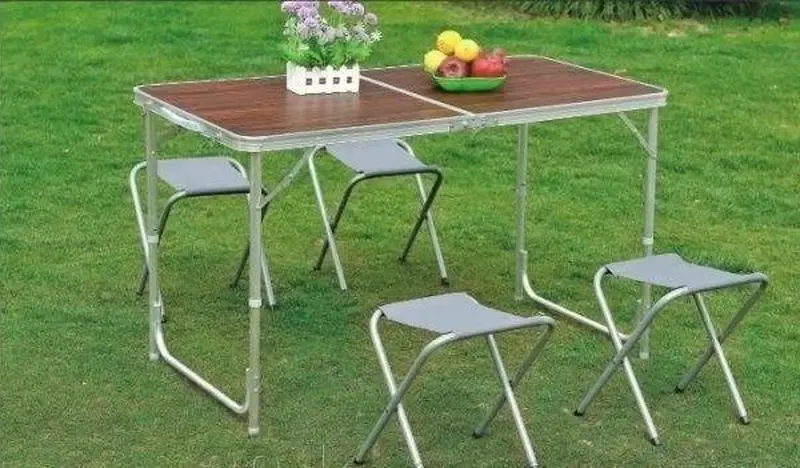 Стол туристический складной для пикника для рыбалки+ 4 стула 120*60*70 Коричневый Folding Table Коломия - фото 4