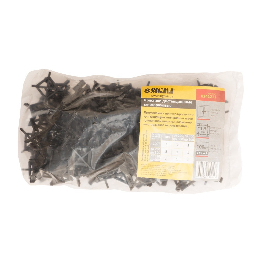 Крестик дистанционный (многоразовый) для плитки 1.5мм 100шт SIGMA (8241211) Киев - изображение 2
