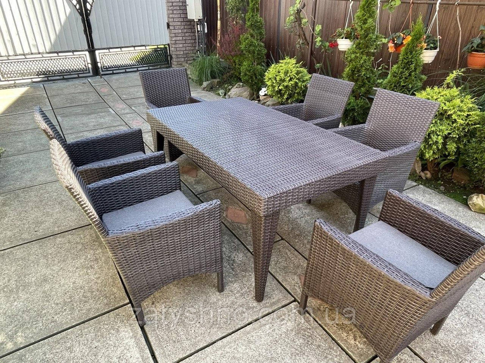 Набір ротангових вуличних меблів з 6 кріслами , колір антрацит Київ - фото 7