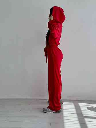 Женский стильный костюм двойка: кофта и штаны из плюш велюра Красный, 44/46 Одесса