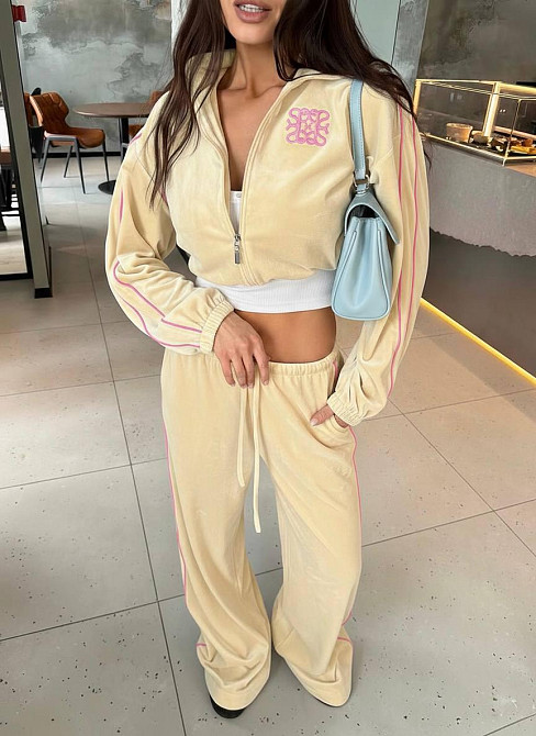 Женский стильный повседневный влюровый костюм двойка Лимонный, 46/48 Одесса - изображение 1