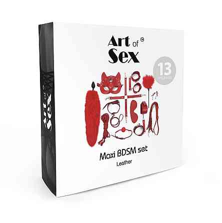 Набор BDSM Art of Sex – Maxi BDSM Set Leather, 13 предметов, черный, натуральная кожа Sex Aura Киев