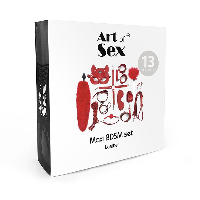 Набор BDSM Art of Sex – Maxi BDSM Set Leather, 13 предметов, черный, натуральная кожа Sex Aura Киев - изображение 4