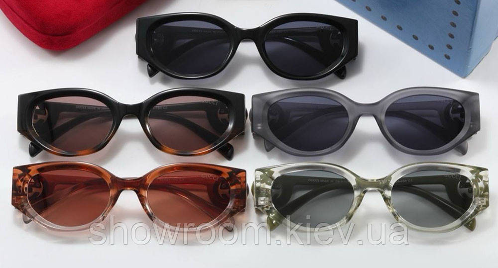 Жіночі брендові сонцезахисні окуляри GG (2323) чорні Київ - фото 4