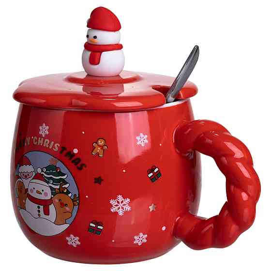 Yiwu Новорічна порцелянова чашка «Зимова казка» з кришкою 400 мл Yiwu FM-CS-20C Коломия