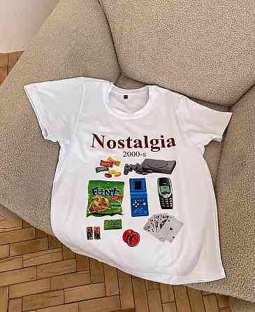 Футболка з принтом "Nostalgia 2000-s", Білий Чернівці