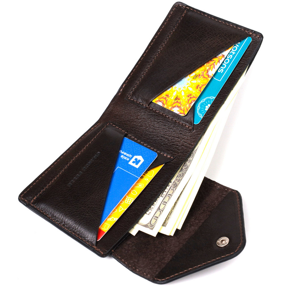 Мужской кошелек из глянцевой натуральной кожи GRANDE PELLE 16807 Коричневый Киев - изображение 5