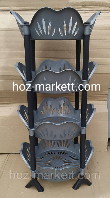 Полка этажерка пластиковая для ванной и кухни серая круглая Харьков - изображение 1