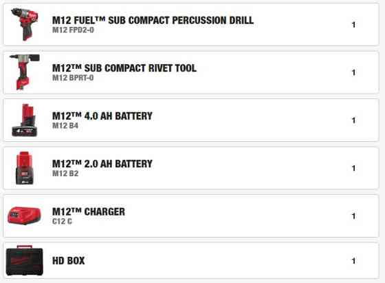 Набір акумуляторних інструментів M12 FPP2D2-422X FUEL POWER PACK IN2 (дриль-шуруповерт акумуляторний безщітковий, заклепочник ак Одеса