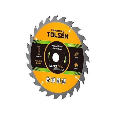 Диск пильный Tolsen с ТВС напайками по дереву 165х24Т*20мм Ultra тонкий (76424) Винница - изображение 1