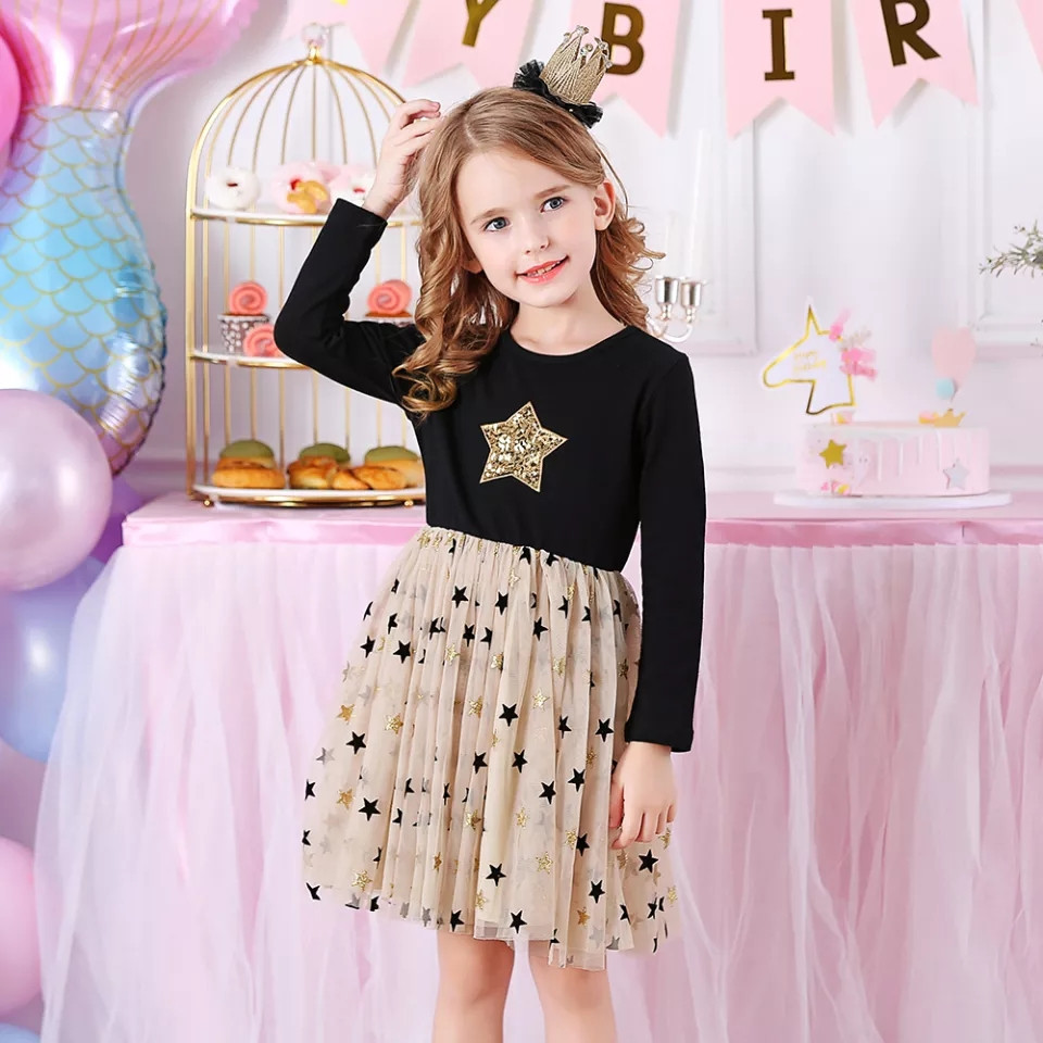 Детское платье со звездочками бежево-черный Киев - изображение 1