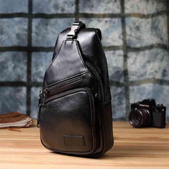 Чоловічі сумки через плече з натуральної шкіри Чорний (Vintage) Київ