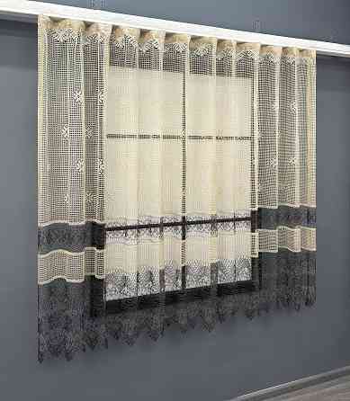 Тюль сетка VR-Textil Juli № 1873т Арка на кухню цвет бежевый с венге 500х150 см (53-0169) Киев