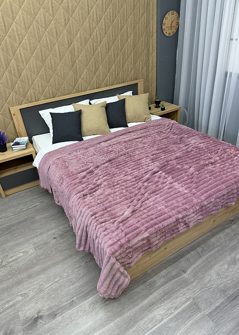 Плед-покривало смужка Шарпей 210х220 см (+-10см) Ліловий (87-198) Київ - фото 5
