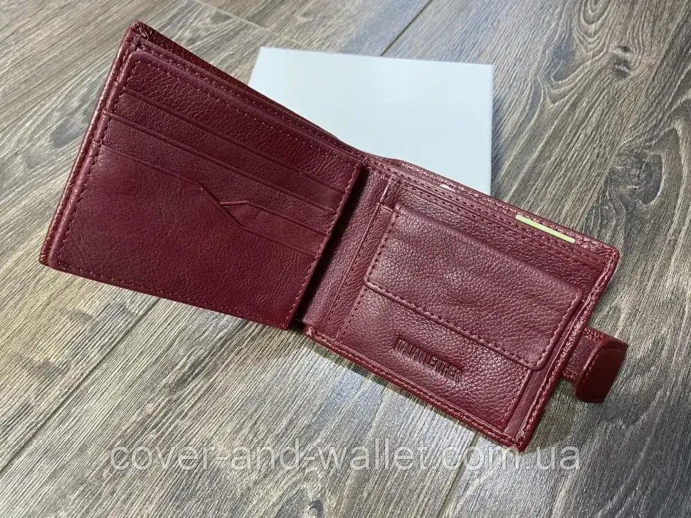 Женское портмоне из натуральной кожи бордового цвета с блоком под карты ST 34 Киев - изображение 4