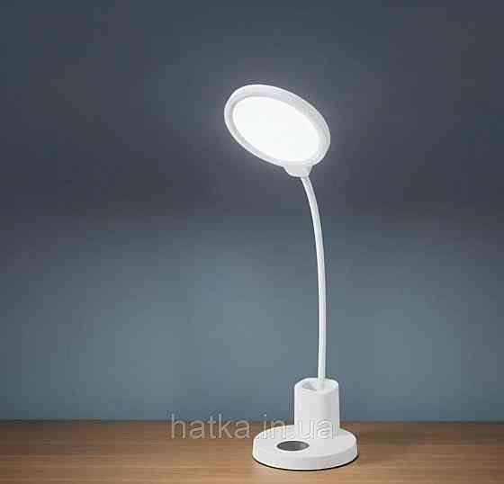 Настільна лампа світлодіодна акумуляторна гнучка з підставкою для ручок VALESO 1988 біла Київ