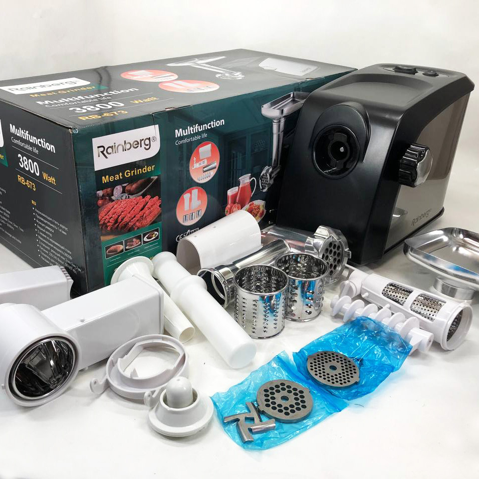 Електрична м'ясорубка з насадкою-кеббе Rainberg RB-673, Електрична м'ясорубка нержавіюча ZW-81 Львів - фото 12