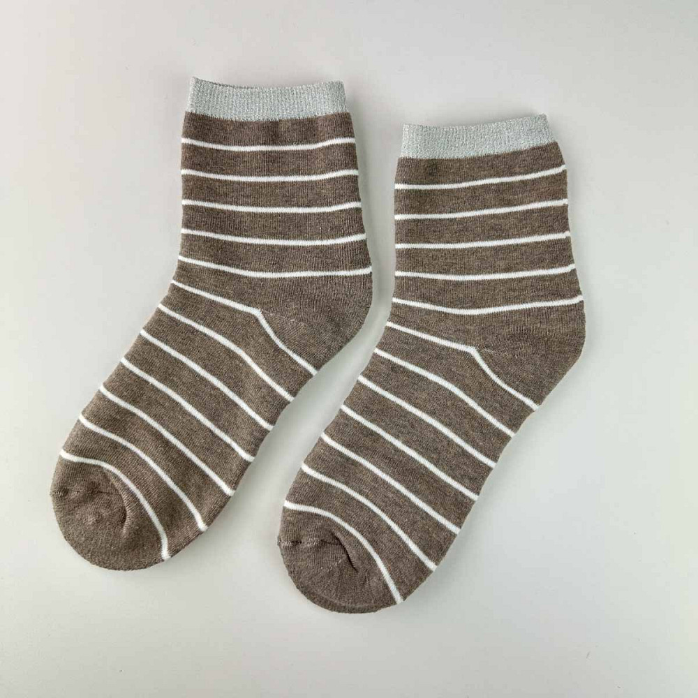 Теплі шкарпетки жіночі класичні в смужку з сріблом GM Textile Високі 36-41 Попелястий Суми - фото 1