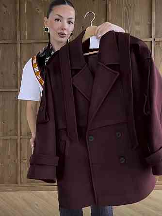 Женское короткое утепленное пальто оверсайз 42-46 Шоколад Одесса