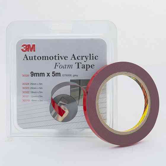 Скотч двосторонній 9мм х 5м 3M GT6008F "Foam Tape" (ціна за уп.-2шт) темно сірий, 32320 Київ