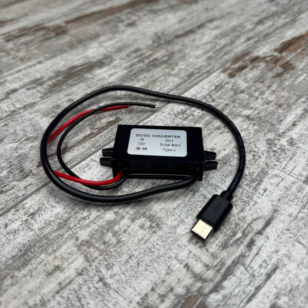 Перетворювач напруги 12В–5В 3А Type-C, блок живлення для авто зі схованою проводкою, адаптер USB Київ - фото 10