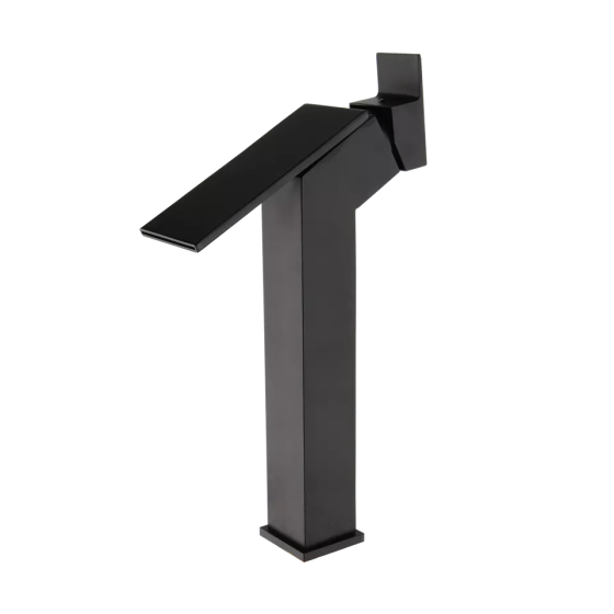 Смеситель матовый в ванную для умывальника, кран однорычажный из латуни для холодной и горячей воды Черный Каменец-Подольский