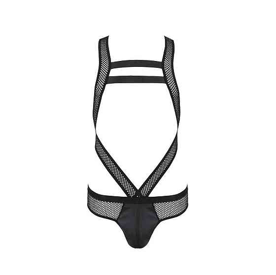 Мужское эротическое сетчатое боди Passion 045 VICTOR XXL/XXXL Black, экокожа, сетка Sex Aura Киев