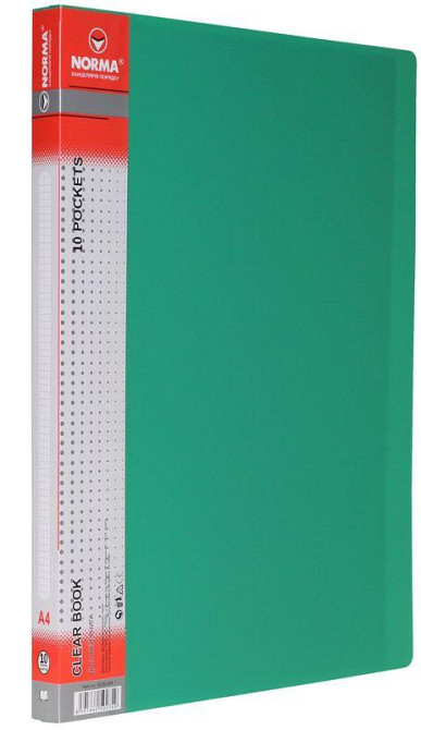 Папка на 10 файлів A4 "Norma"  600/25мкн PР, зелен., 5025-04N, шт Київ - фото 1