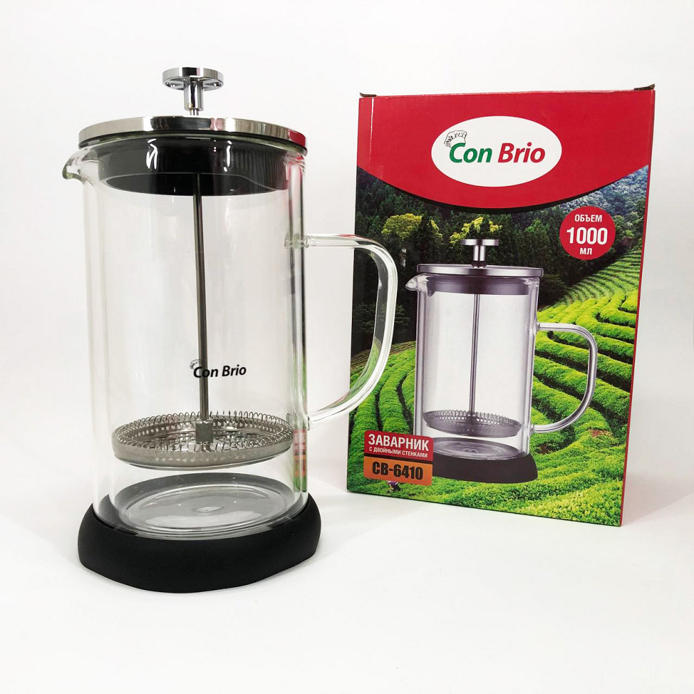 Приготовление чая с помощью пресс-заварника Con Brio 1л CB-6410 1 л, Простой френч-пресс SI-47 Львов - изображение 2