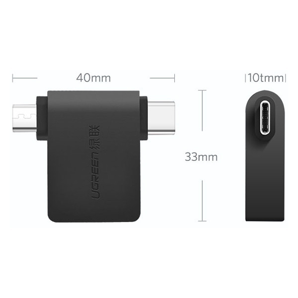 2 в 1 OTG адаптер Ugreen Micro USB + USB-C до USB3.0 30453 (Чорний) Николаев - изображение 9