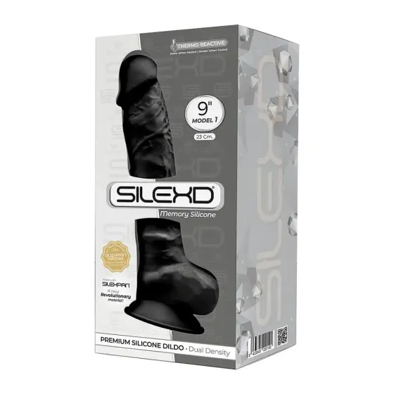 Фалоімітатор SilexD Tomas Black (MODEL 1 size 9in), двошаровий, силікон + Silexpan, діаметр 4,9см Львів