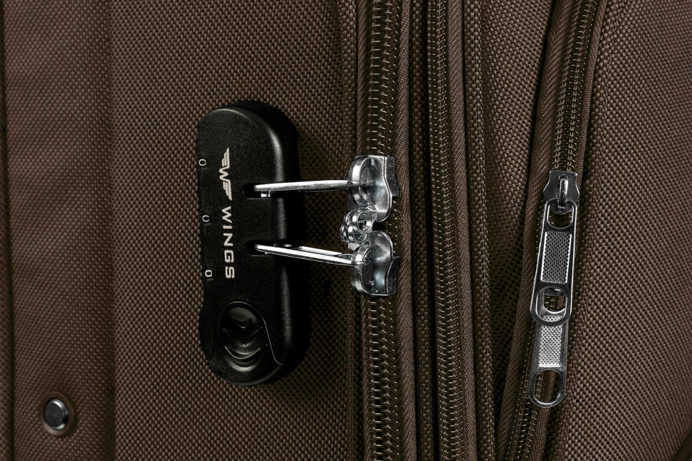 Валіза тканинна WINGS 1701 велика 74 см 2 колеса коричнева Київ - фото 3