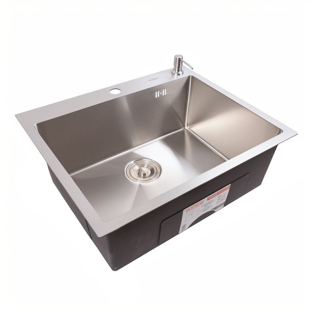 PLATINUM Кухонна мийка нержавійка 60*50 Platinum Handmade (сифон круглий, 3,0/0,8) Коломия - фото 2