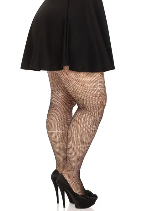Колготки Leg Avenue Rhinestone micro net tights Plus size Black, дрібна сітка, стрази Львов - изображение 2