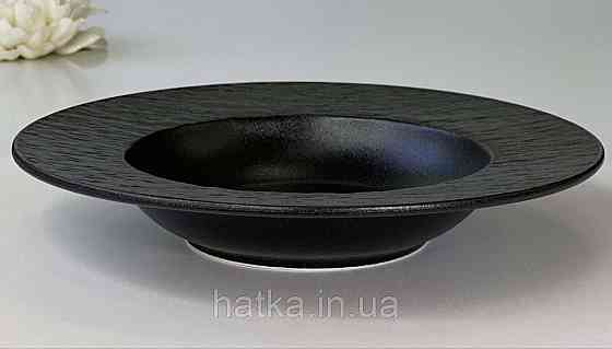 Тарілка глибока "Чорний обеліск" 24*15,5*4,2 см 350 мл кругла кераміка для дому та ресторанів Київ