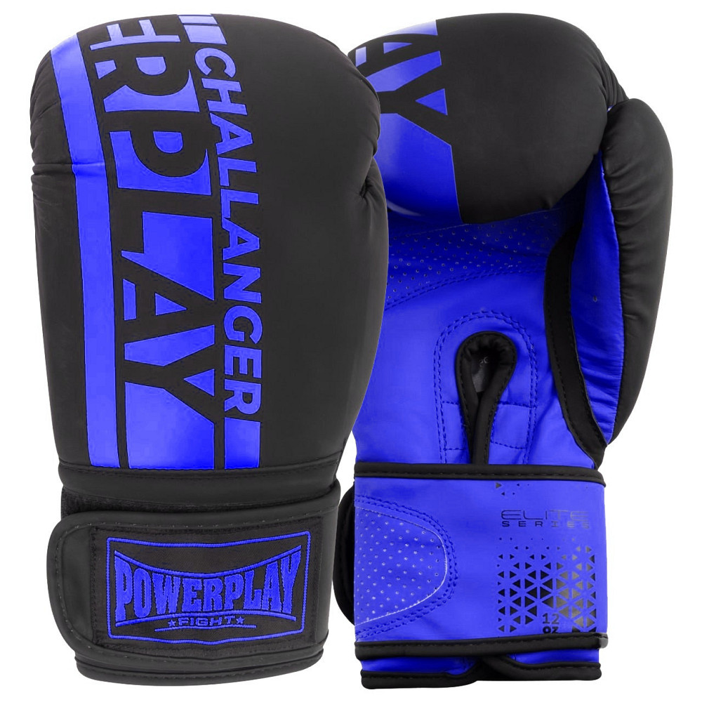 Боксерські рукавиці PowerPlay 3086 Matt Challenger Чорно-Сині 14 унцій Каменское - изображение 1