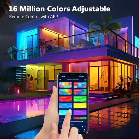 Світлодіодна стрічка 10 м Bluetooth RGB APP, RGB-підсвітка, керування зі смартфона та пульта, музична синхронізація, таймер Київ