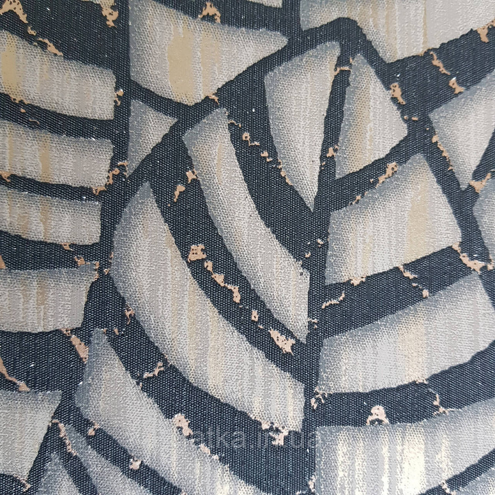 Шпалери метрові вінілові на флізелін Villa Marburg Lombardi геометрія абстракція листя чорні з золотистим Київ - фото 4