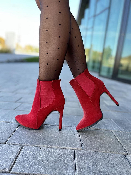 Nivelle Жіночі черевики NIVELLE червоні натуральна замша каблук 11 см 37р.38р. (3614) Коломия - фото 4