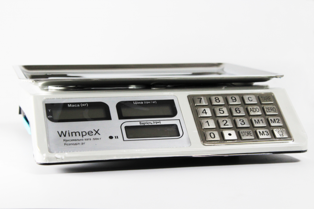 Торговые весы WX-5004 Metal Wimpex 5 до 50 кг с РК дисплеем, автообнулением и аккумулятором 4V/4AH Одесса - изображение 3
