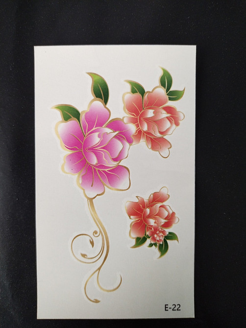 Тимчасове тату "Квітки" - розмір стікера 10*6см Київ - фото 1