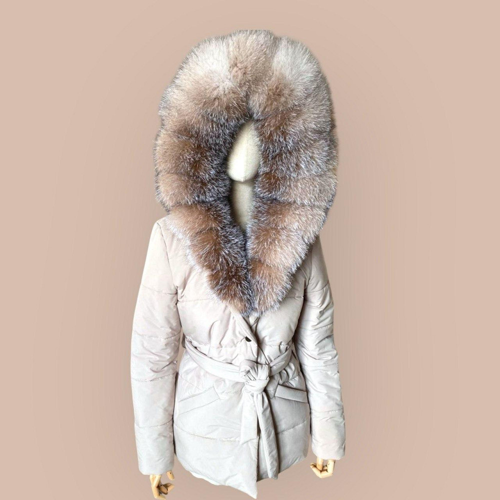 Жіночий пуховик Oslo з хутром фінського песця Бежевий, 48, Рудий Блюфрост Харків - фото 5